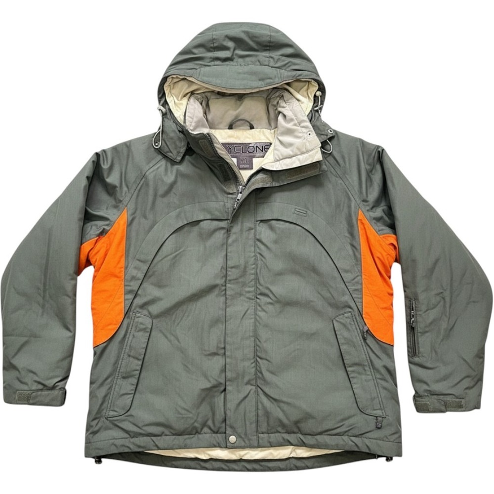 Cyclone Hydromatic DLX Mens XL Ski Jacket Olive Green Orange Ripstop Hooded